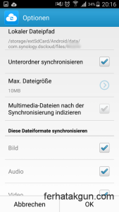 Sync settings